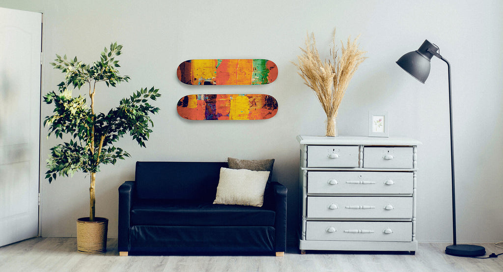 how to hang a skateboard deck, skateboard deck wall art, skateboard decks on wall